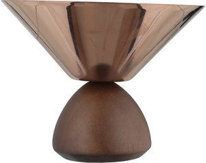Al Saif Gallery Stainless Steel Serving Stand, 16x16x13 cm, Wooden Base, Round - Brass product image 2