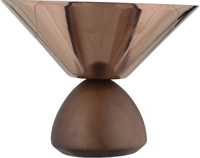 Al Saif Gallery Stainless Steel Serving Stand, 16x16x13 cm, Wooden Base, Round - Brass product image 2