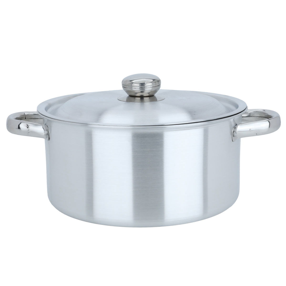 Robust aluminum pot with lid and handles, 26 cm, round - silver product image