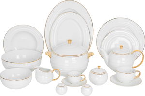 طقم سفرة بورسلان السيف غاليري، 60 قطعة - ابيض ذهبي product image