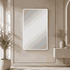 مراية مستطيلة زجاج، 140×70 سم، اطار معدن - ابيض product image