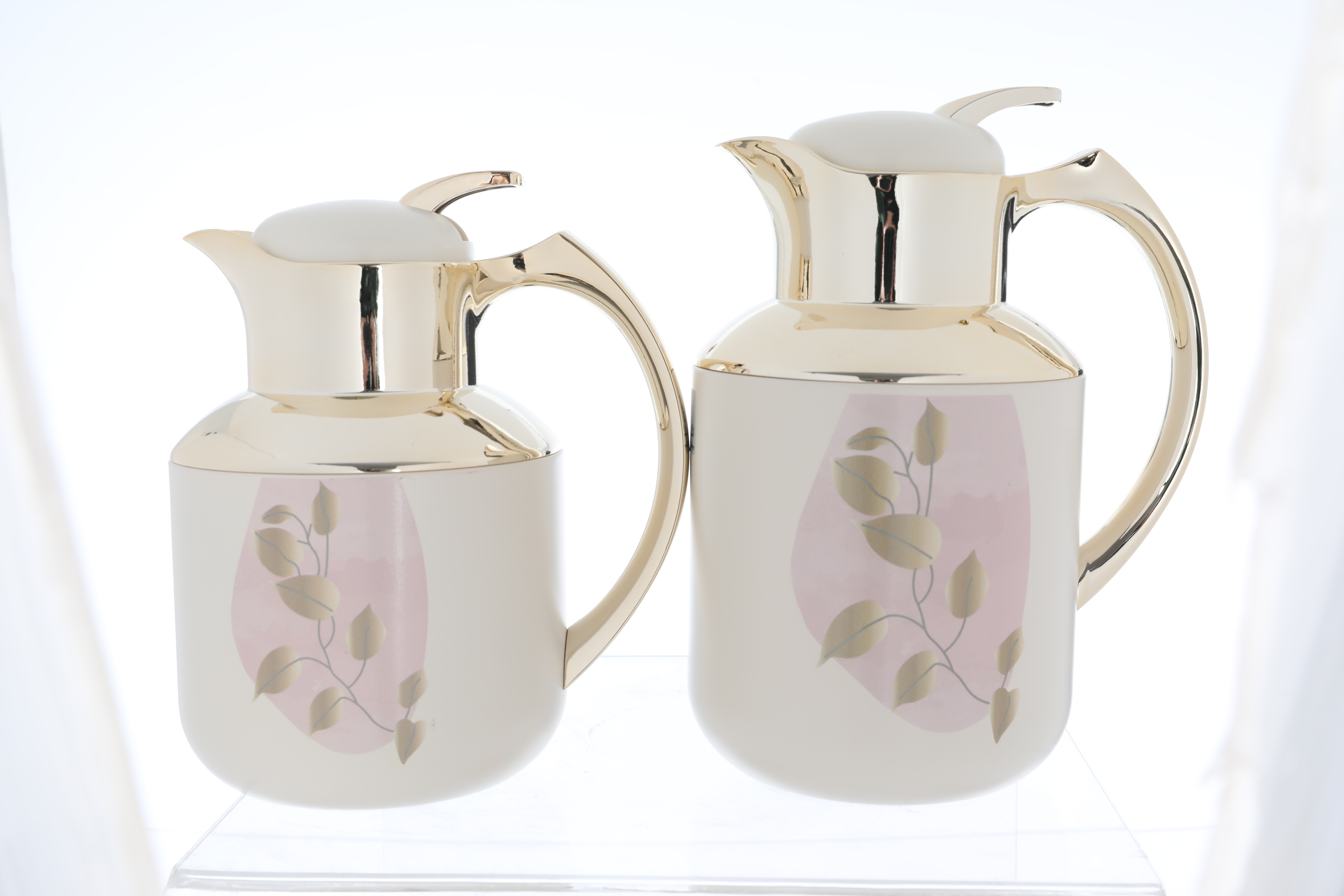 Al Saif Gallery florya thermos set, 1/0.5 liter, two pieces, thermal glass inner container, steel outer shell - beige product image 2