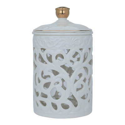 Al Saif Gallery porcelain spice jar set, perforated - white and gold product image 4