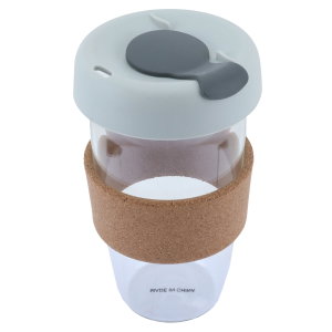Al Saif Gallery Glass Mug with Gray Lid, 454 ml, with Strap - Clear product image 2