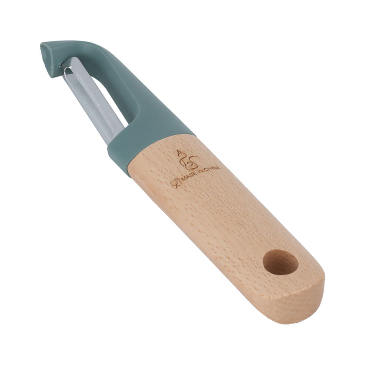 Al Saif Gallery Silicone Vegetable Peeler, with Wooden Handle - Green product image