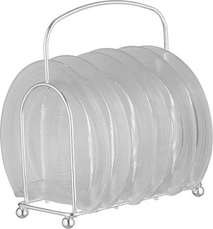 طقم صحون زجاج السيف غاليري، 6 قطع، مع ستاند، منقوش - فضي شفاف product image