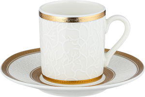 طقم فناجين قهوة تركي بورسلان السيف غاليري، 12 سم، 12 قطعة، صحون، مسكة يد - ذهبي أبيض product image 2
