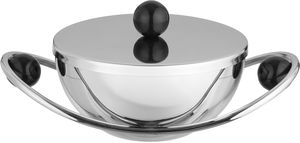 Al Saif Gallery Date tray with stainless steel lid, 13x13x6.8 cm, round - silver and black product image