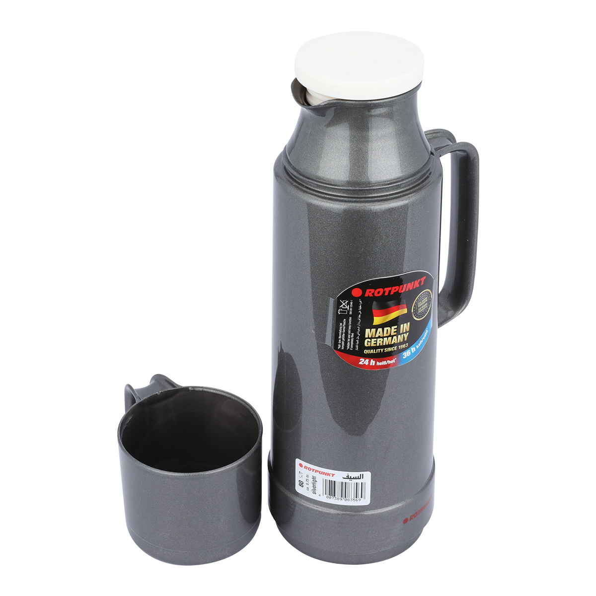 Rotpont glass thermos, 750 ml, plastic outer shell - dark grey product image 3