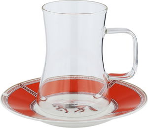 Al Saif Gallery Glass Tea Set, 12 Pieces, Porcelain Saucers - Multicolor product image 2