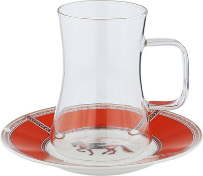 Al Saif Gallery Glass Tea Set, 12 Pieces, Porcelain Saucers - Multicolor product image 2