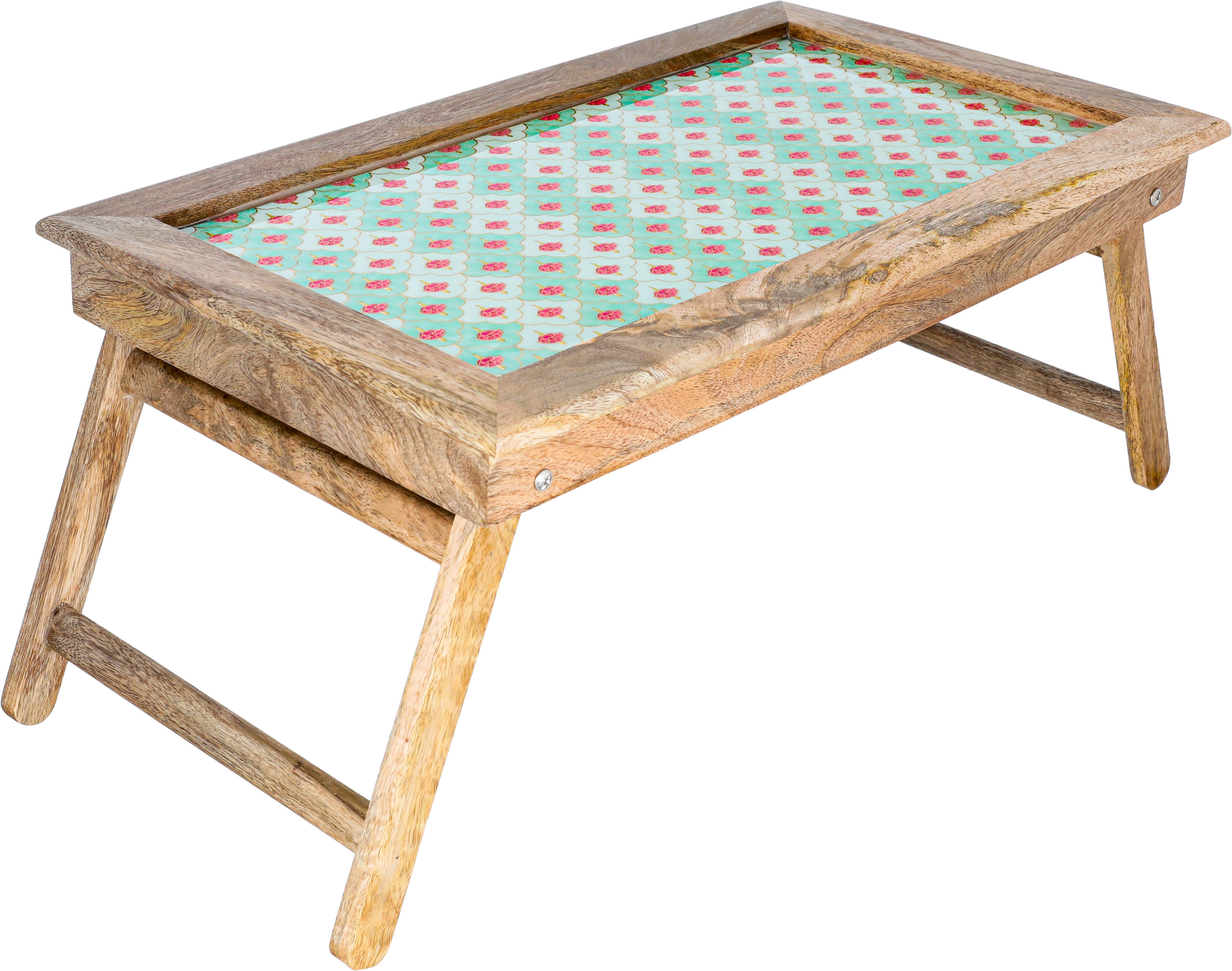 Alsaif Gallery Serving table with wooden legs, 53 x 30 x 24 cm, rectangle - multi-colored product image 2