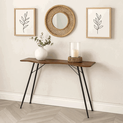 كونسول معدن خشب، 76×120×40 سم - بني اسود product image 2
