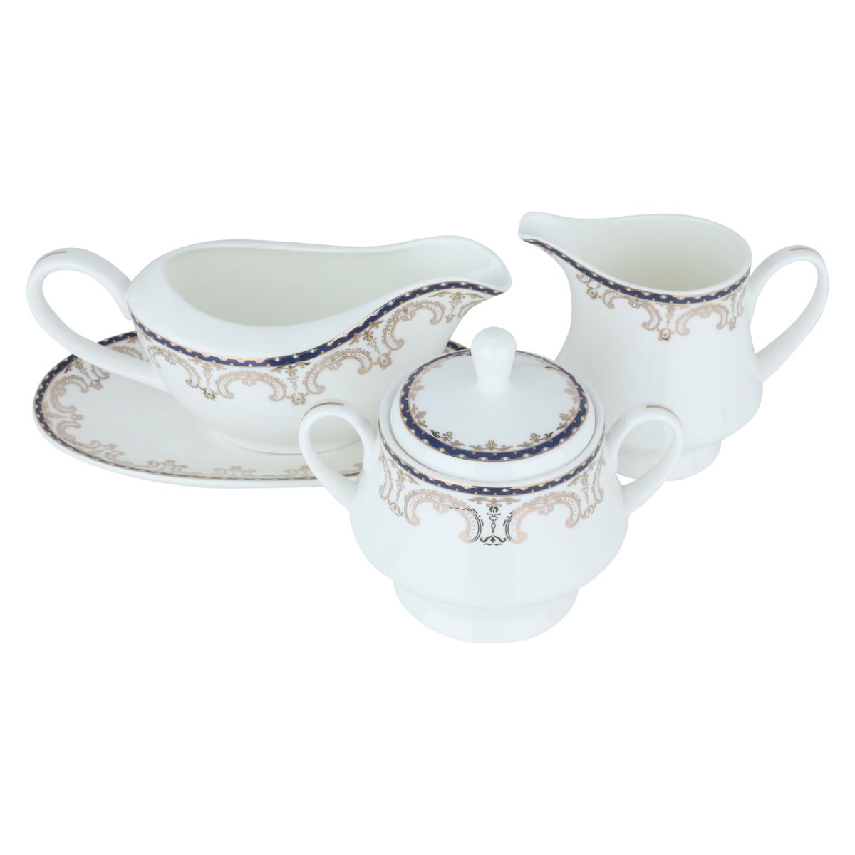 Al Saif Gallery porcelain dining set, 89 pieces - golden blue product image 3