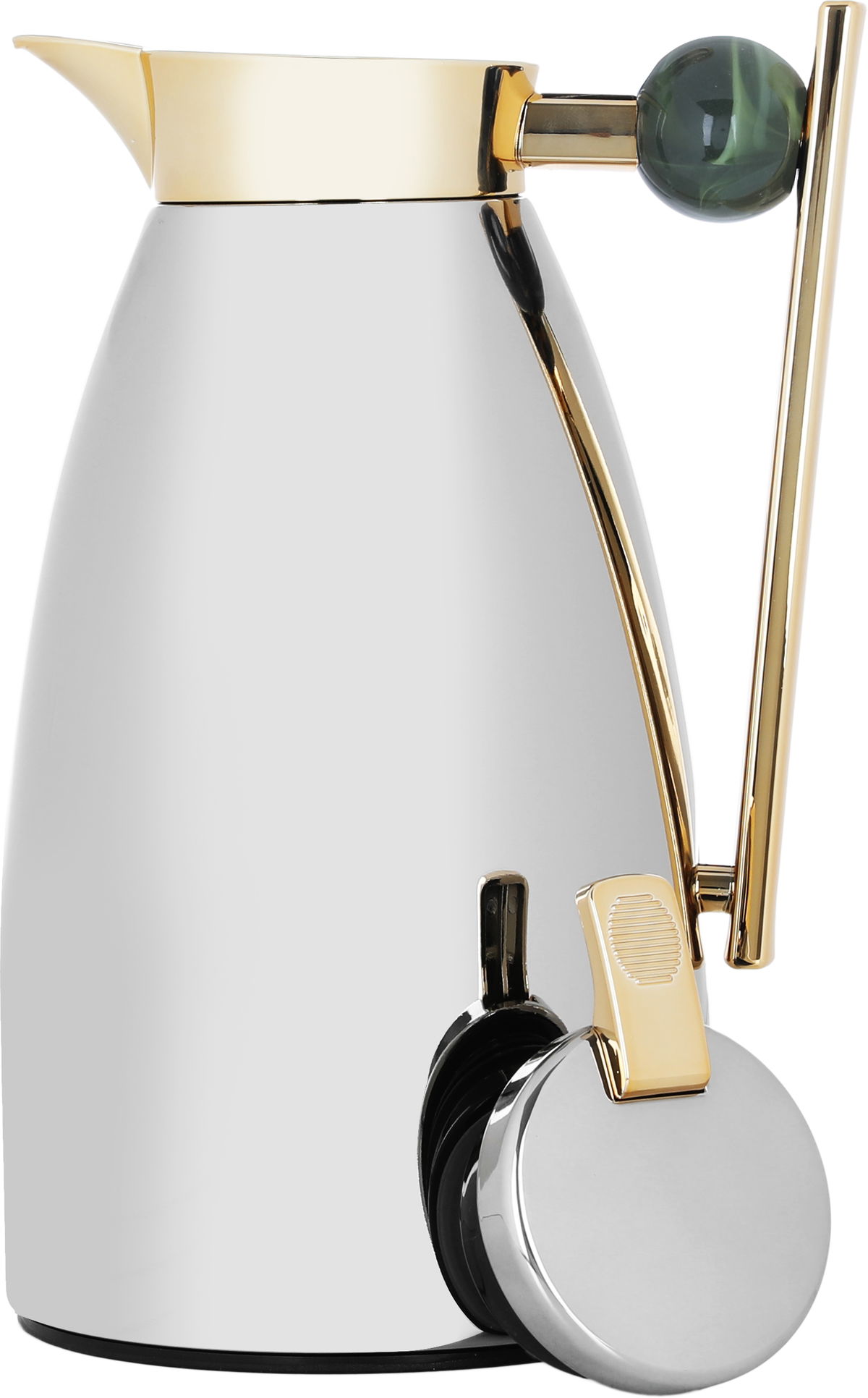 Al Saif Gallery Alaa thermos set, 1/0.75 liter, two pieces, thermal glass inner container, steel outer shell - silver product image 3