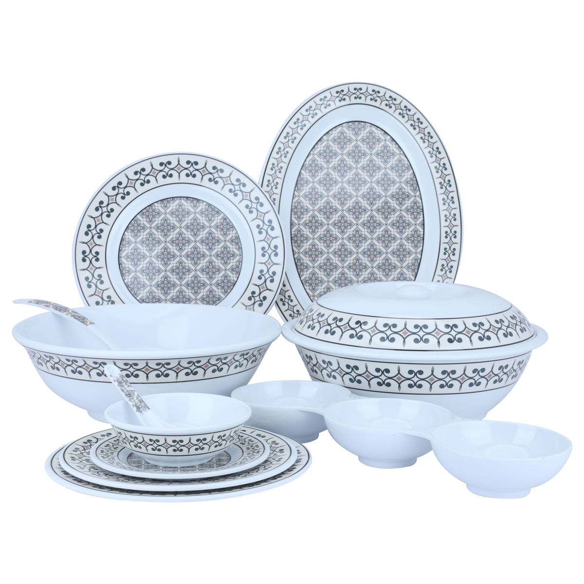 طقم سفرة ميلامين السيف غاليري، 45 قطعة - أبيض product image 1