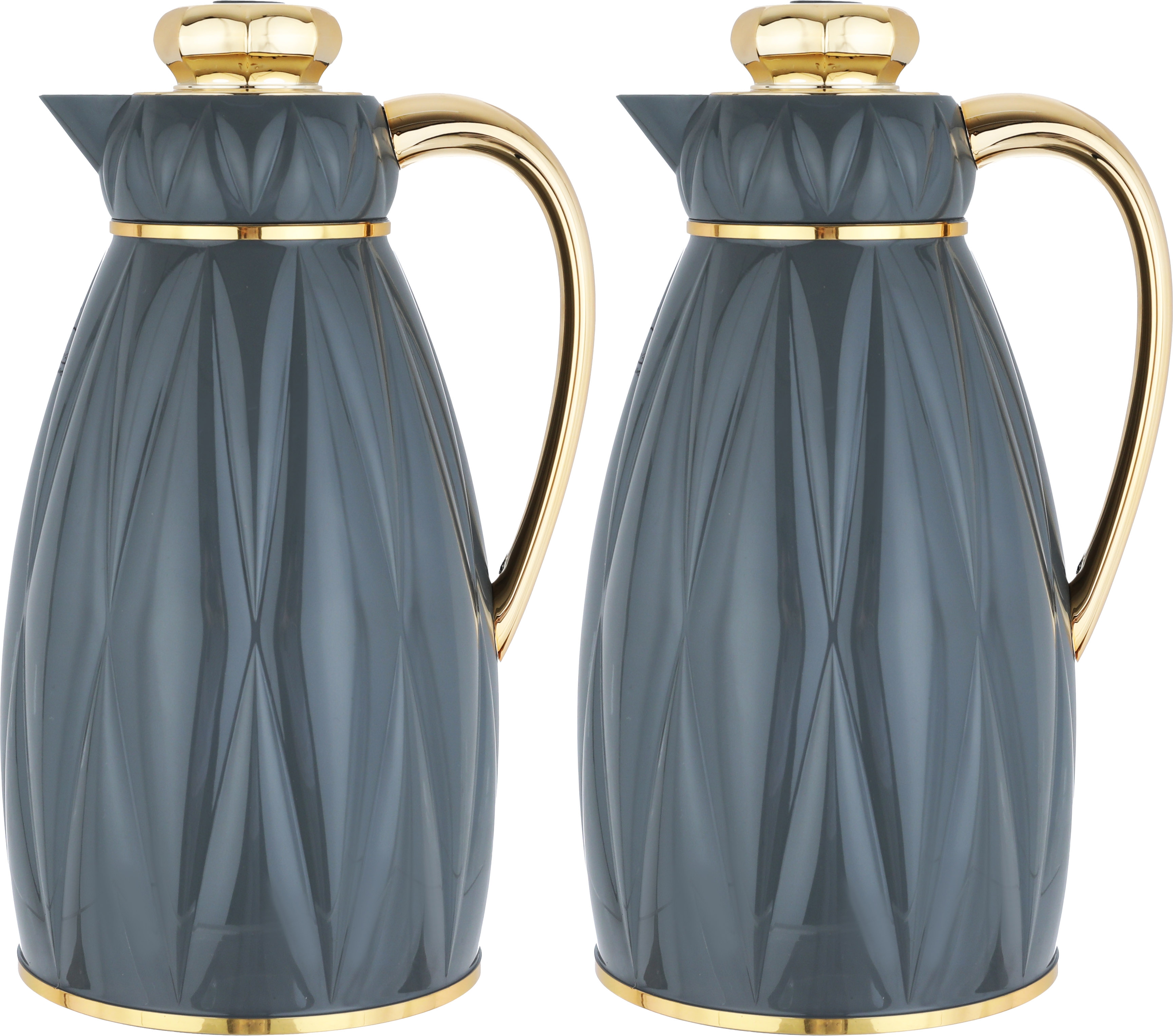 Al Saif Gallery Isle Thermos set, 1/1.3 liter, 2 pieces, thermal glass inner shell, plastic outer shell - dark gray product image