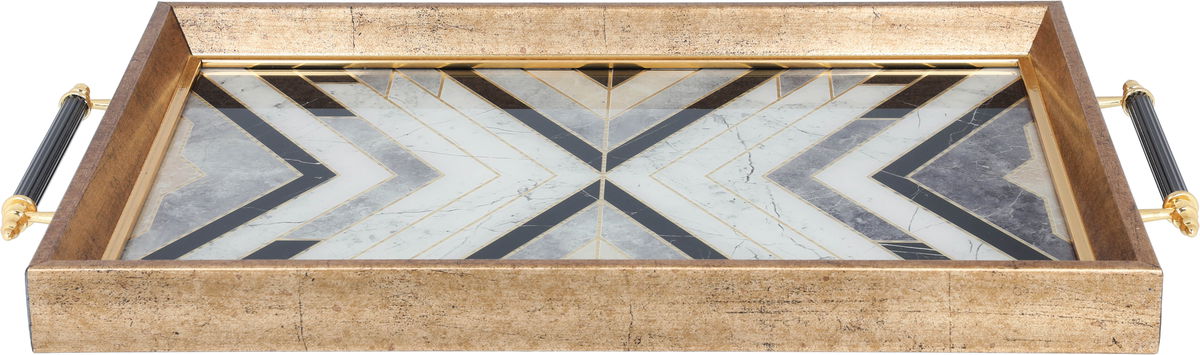 Tofariyah Alsaif Gallery glass, 30 x 47 cm, rectangle, black and white pattern, handle - gold product image