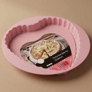 Rocky Granite Pizza Mold, 28x28x3 cm, Heart Shape, Moveable Base - Pink product image