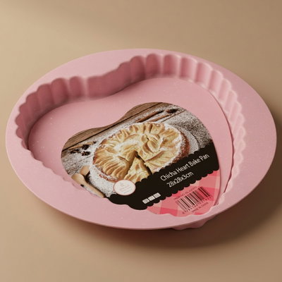 Rocky Granite Pizza Mold, 28x28x3 cm, Heart Shape, Moveable Base - Pink product image 1