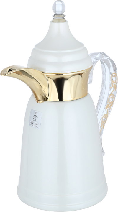 Al Saif Gallery Qamar Thermos Dallah, 0.35 L, Transparent Handle, Stainless Steel Inner Case, Stainless Steel Outer Body - Pearl Gold product image 5