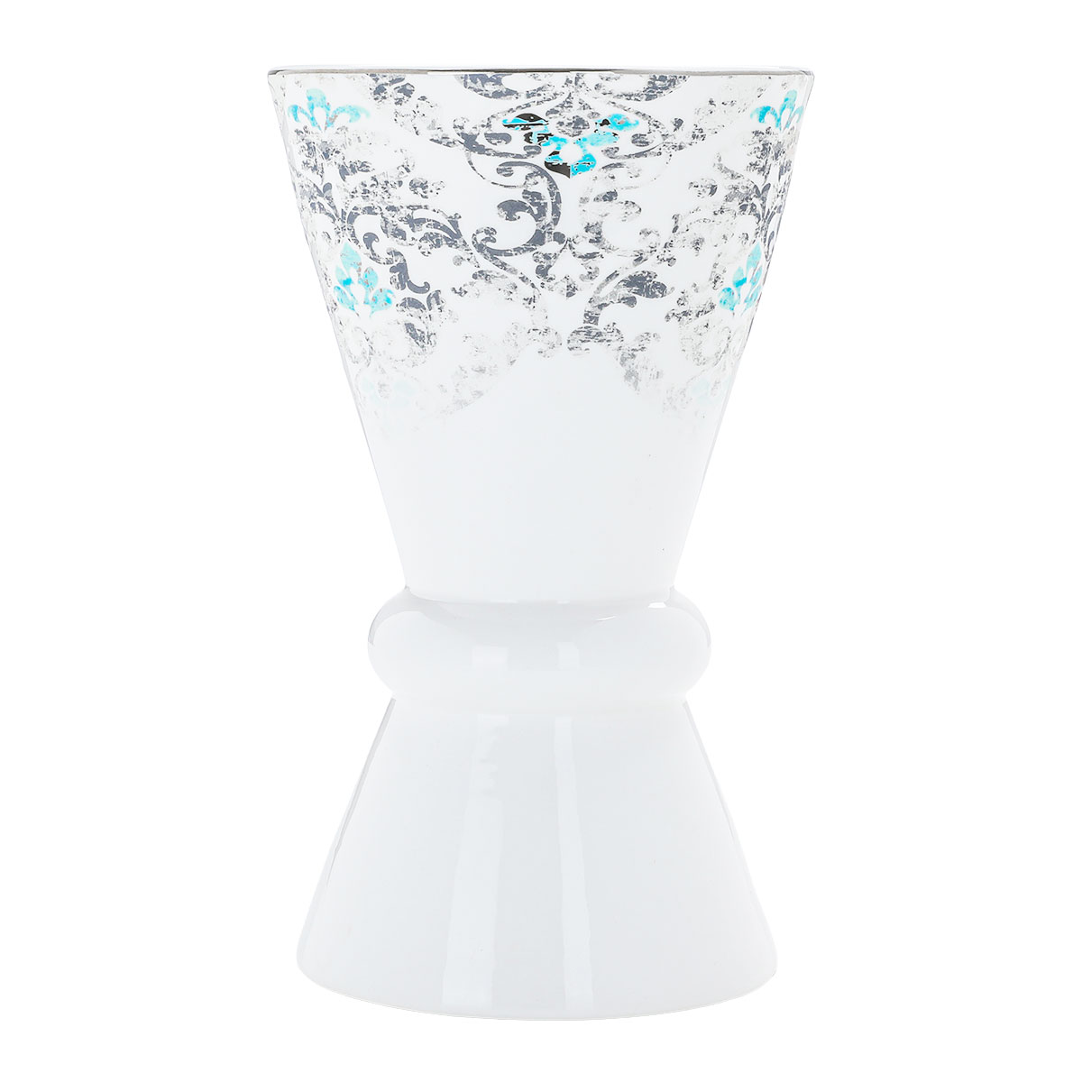 Al saif Gallery Porcelain Incense Burner, 11x11x19 cm, Light Blue Grey Pattern - White product image