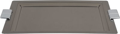 Al Saif Gallery Steel Serving Tray, 38x24.7x2 cm - Glossy Black Silver product image 2