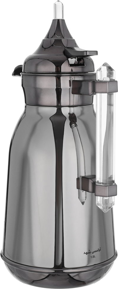 Al Saif Gallery Shahad thermos set, 1 liter, thermal glass inner shell, plastic outer shell, 2 pieces - dark silver product image 4