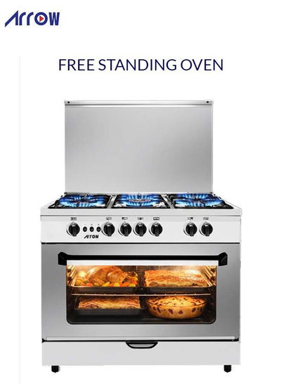 فرن غاز ارو، 60×90سم، 5 شعلات، RO-9060GSF - فضي اسود product image 6