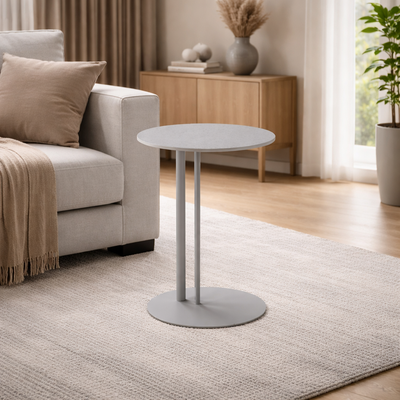 طاولة جانبية مودرن سيراميك و ستيل، 60×45 45 سم - رمادي فاتح product image 1