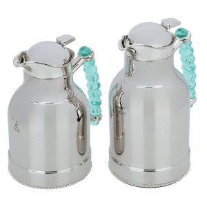 Al Saif Gallery Farida Thermos Set, Inner Case Tempered Glass Outer Casing Steel, 1/0.75 Litre, 2 Pieces - Silver product image 2