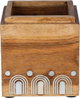 Sword Gallery Wooden Storage Box, 10x10x10 cm, Steel Lid, Square - Light Wood Gray product image 3