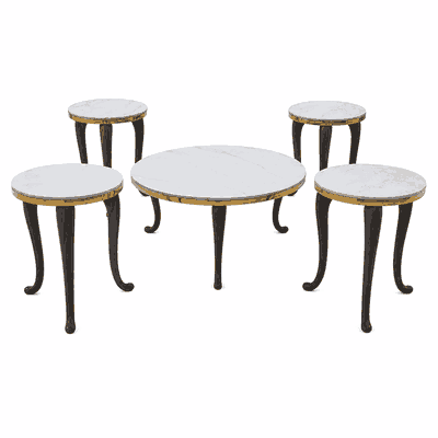 طقم طاولات سيراميك و معدن، 5 قطع - اسود رمادي product image 4
