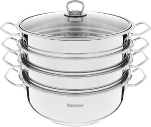 Hascevher steel pot, 5 pieces, glass lid - silver product image 2
