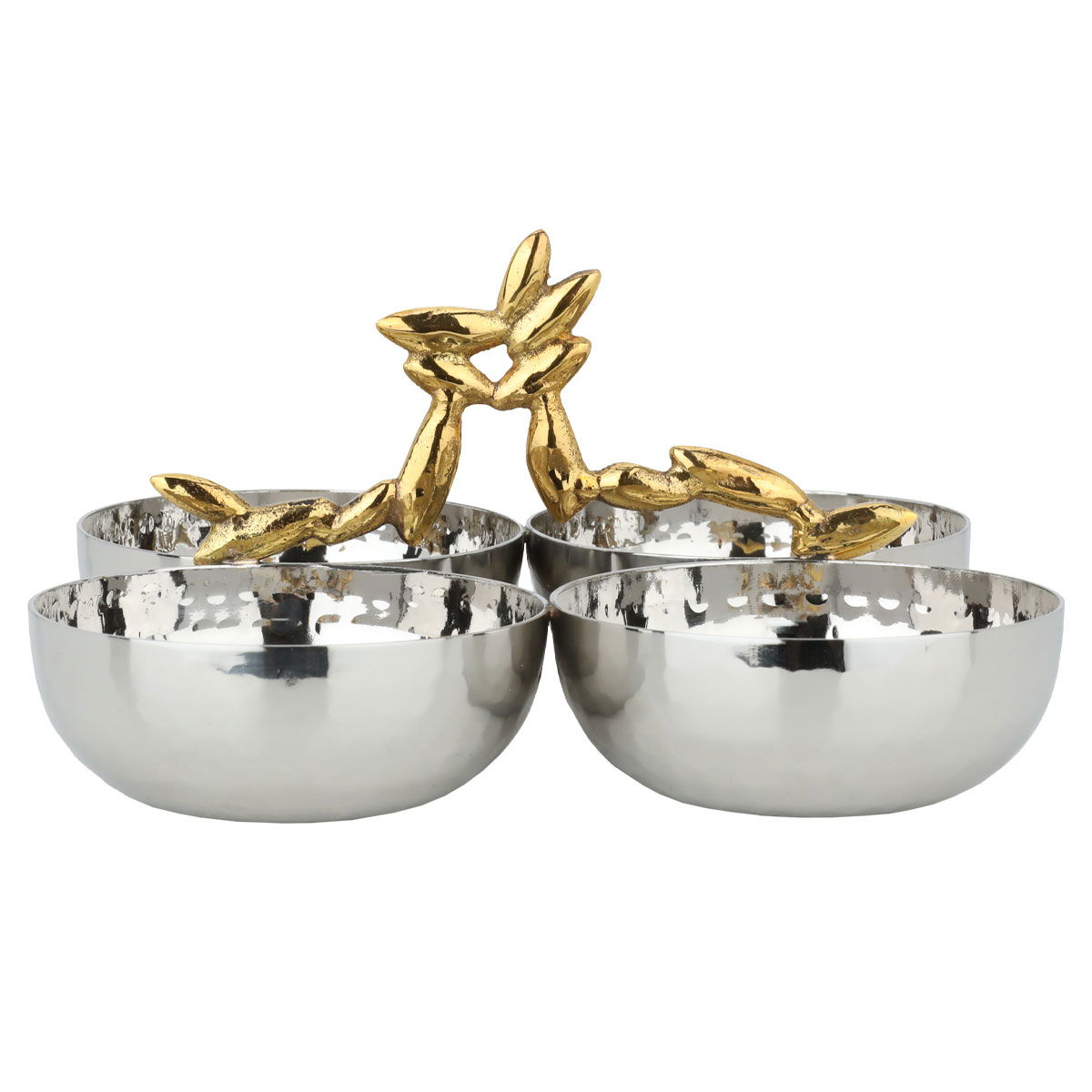 Al Saif Gallery steel serving plate, 16 x 16 x 8 cm, four sections - golden silver product image