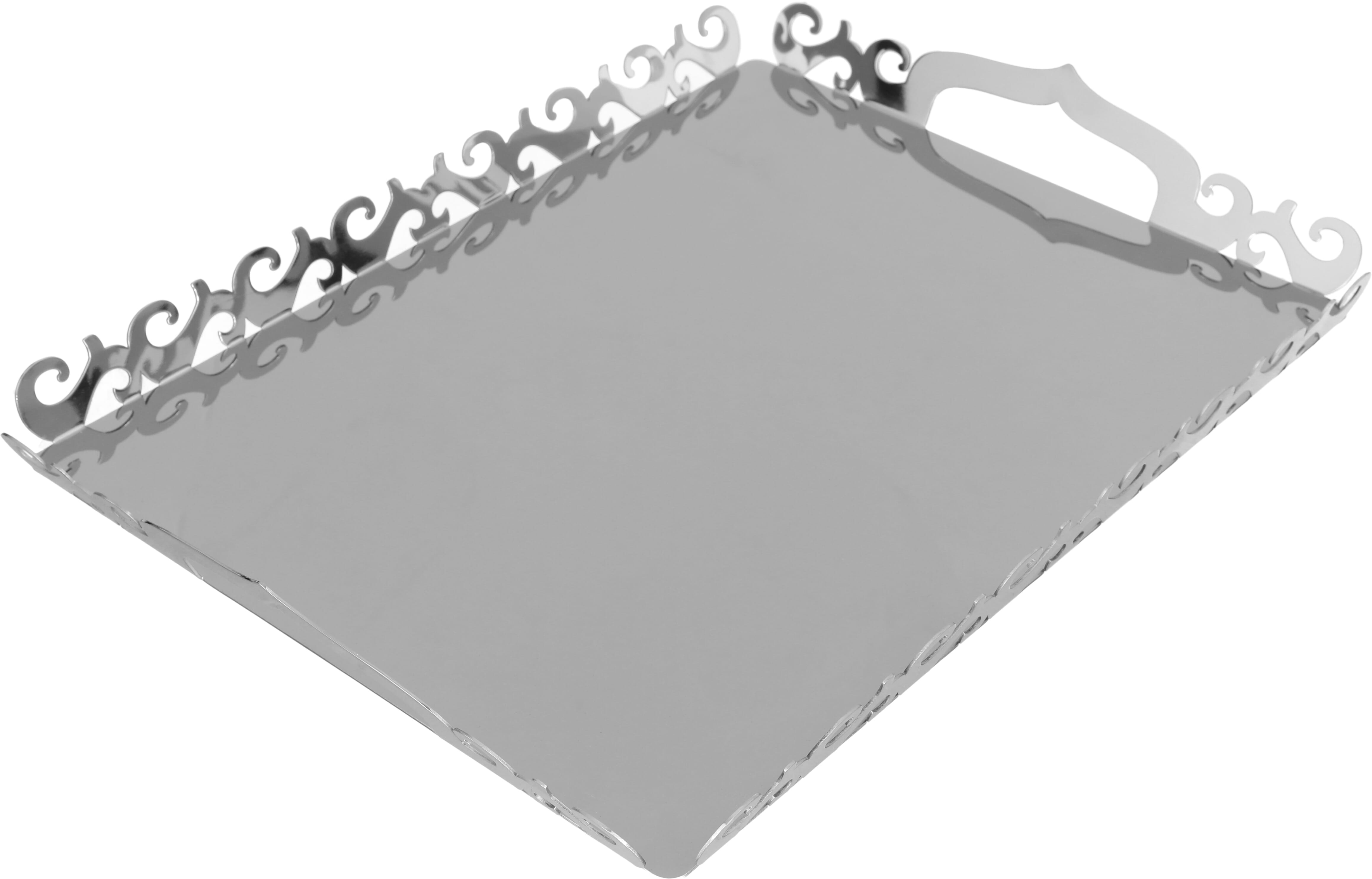 Tofaria rectangular steel hand held by Al Saif Gallery, 43 x 32 x 4 cm - silver product image 2