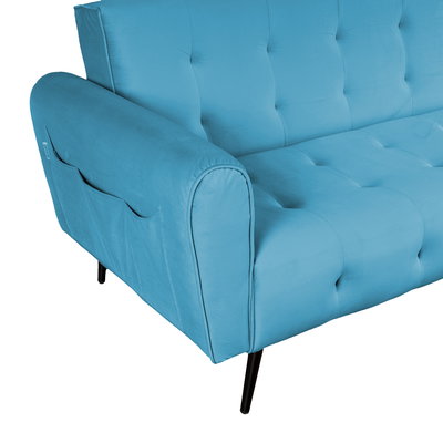 كنبة سرير مونتيلا خشب سويدي باك كومفورت، 190x70x90 سم، قماش مخمل - فيروزي داكن product image 4