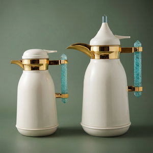 Al Saif Gallery Shahad thermos set, 1 litre/1 liter, thermal glass inner container, steel outer shell - pearl product image