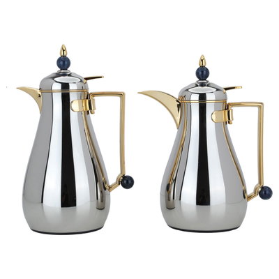 Al Saif Gallery Crystal Thermos Set, 1/0.7 liter, tofaria, thermal glass inner container, steel outer shell - silver product image 3