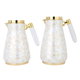 Al Saif Gallery Lily thermos set, 1/0.75 litre, 2 pieces, thermal glass inner shell, stainless steel outer shell - cream-gold product image 2