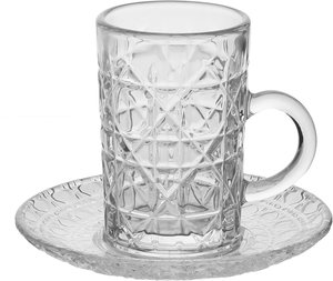 طقم تقديم بيالات وفناجين زجاج السيف غاليري، 11.5 سم، 36 قطعة، صحون - شفاف product image 2