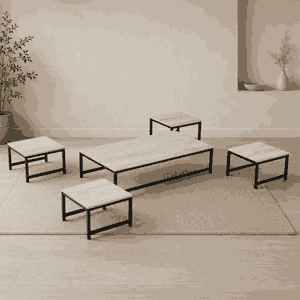 طقم طاولات خشب MDF، 5 قطع - اسود بيج product image