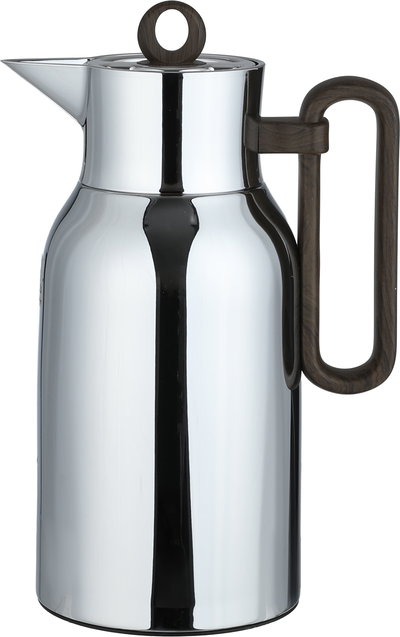 Al Saif Gallery Al Durra Thermos Set, 1/1 Liter, 2 Pieces, Glass Inner Container, Push Button, Wooden Handle - Silver product image 2
