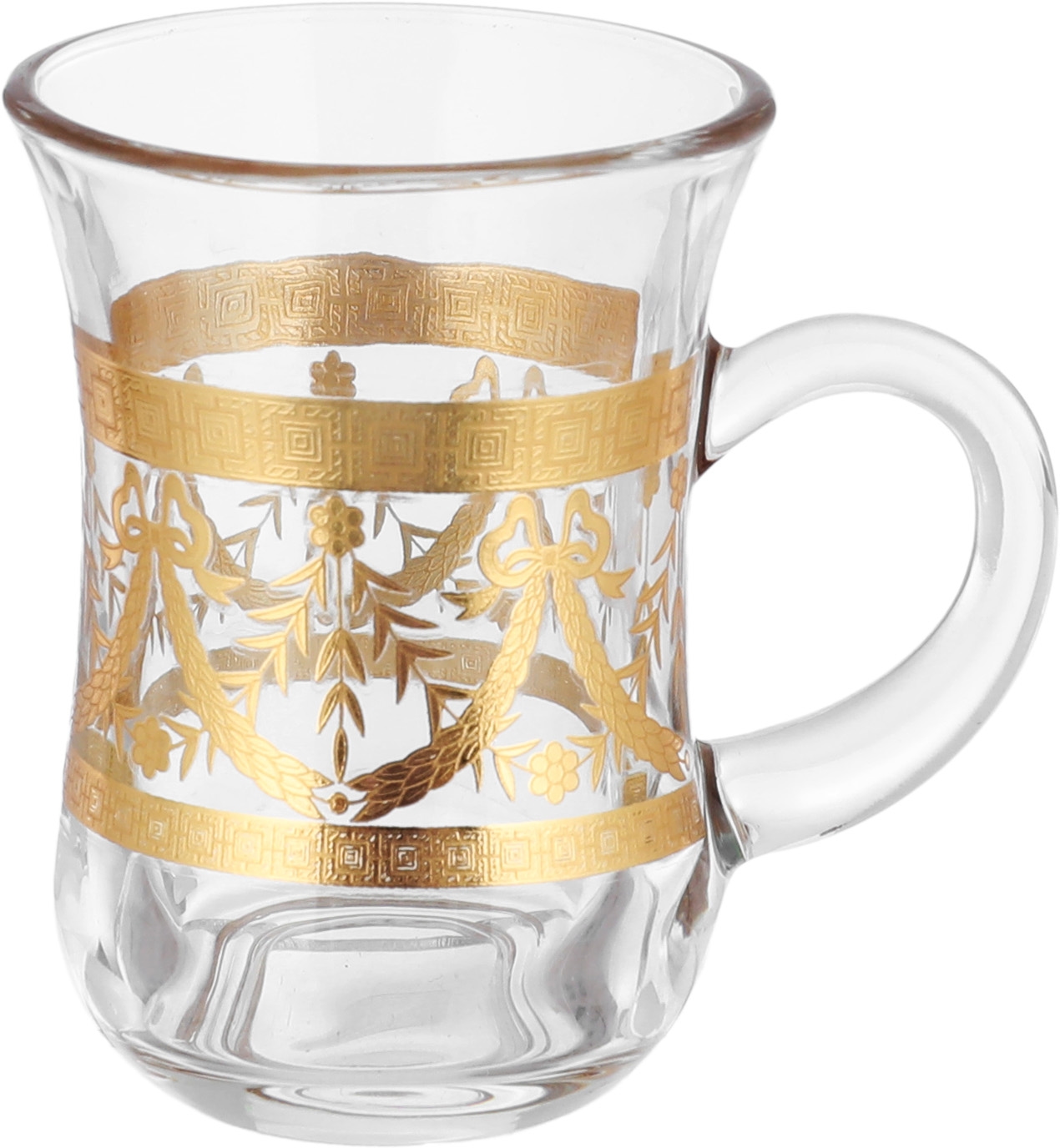 طقم بيالات شاهي زجاج السيف غاليري، 6 قطع - شفاف ذهبي product image 2