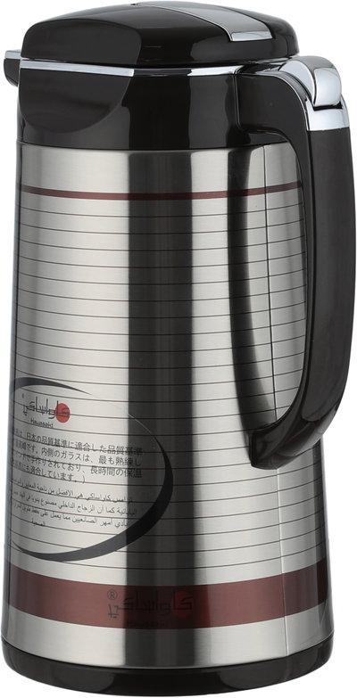 Kawasaki Thermos, 1.6 L, Glass Inner Lining, Stainless Steel Exterior - Brown/Silver product image 4