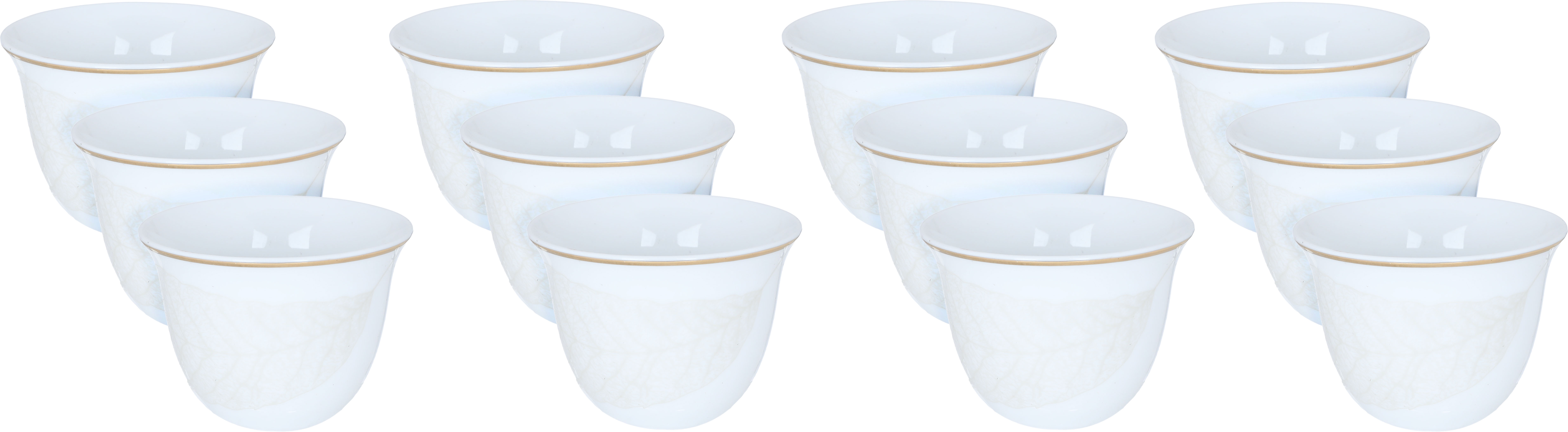 Al Saif Gallery Porcelain Arabic coffee cups set, leaf pattern, 12 pieces - white product image