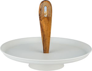 شيالة تقديم ستانلس استيل السيف غاليري، 27x27x19 سم، مسكة يد خشب - أوف وايت خشبي product image