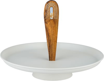 شيالة تقديم ستانلس استيل السيف غاليري، 27x27x19 سم، مسكة يد خشب - أوف وايت خشبي product image 1