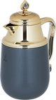 Al Saif Gallery Fatima thermos set, 1/0.7 liter, two pieces, thermal glass inner container, steel outer shell - dark gray product image 3