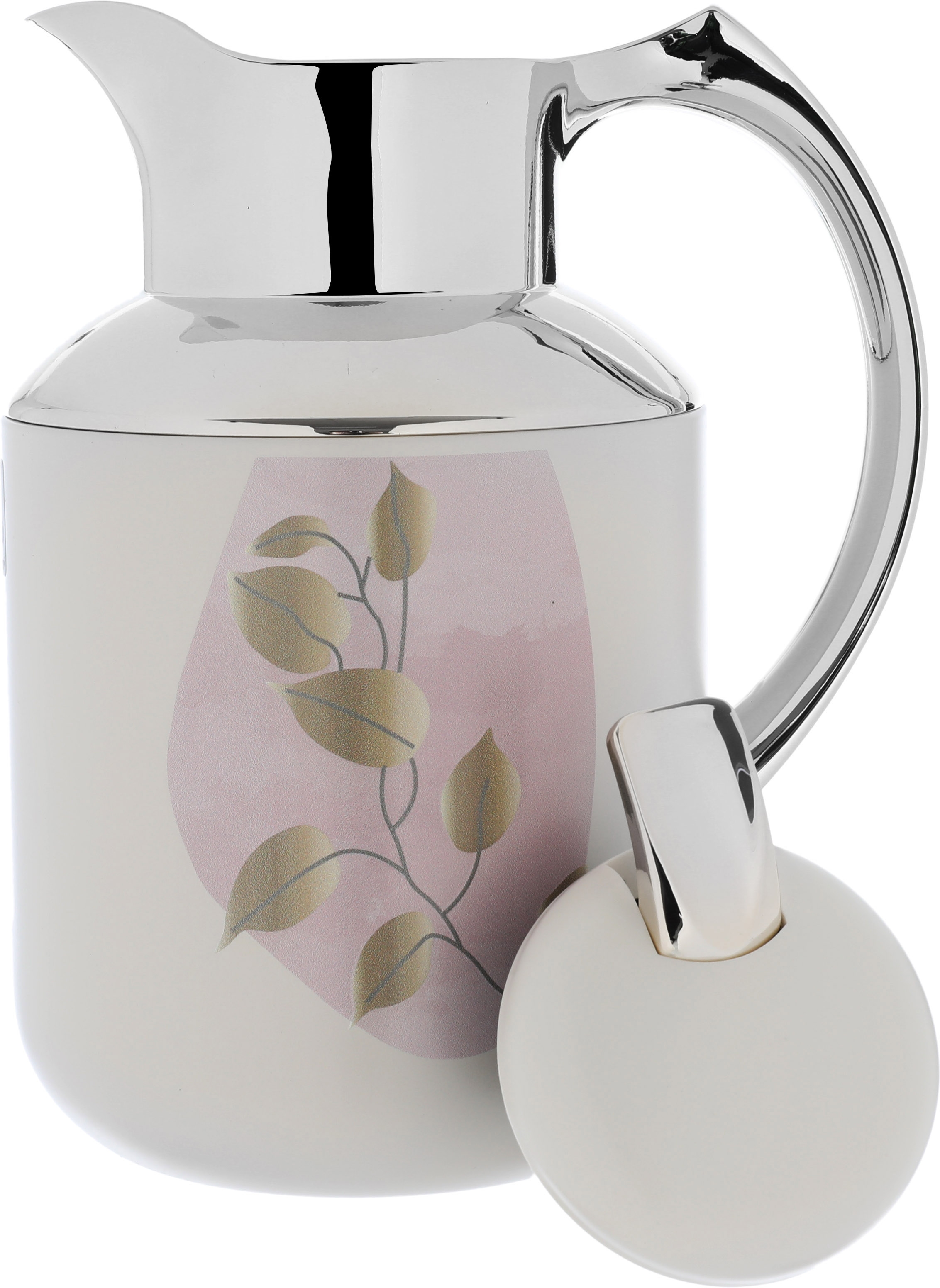 Al Saif Gallery florya thermos set, 1/0.5 liter, two pieces, thermal glass inner container, steel outer shell - beige product image 3